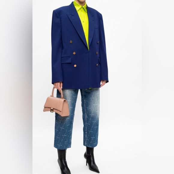 Balenciaga women stretch twill blue wool jacket blazer NWT - Picture 1 of 3